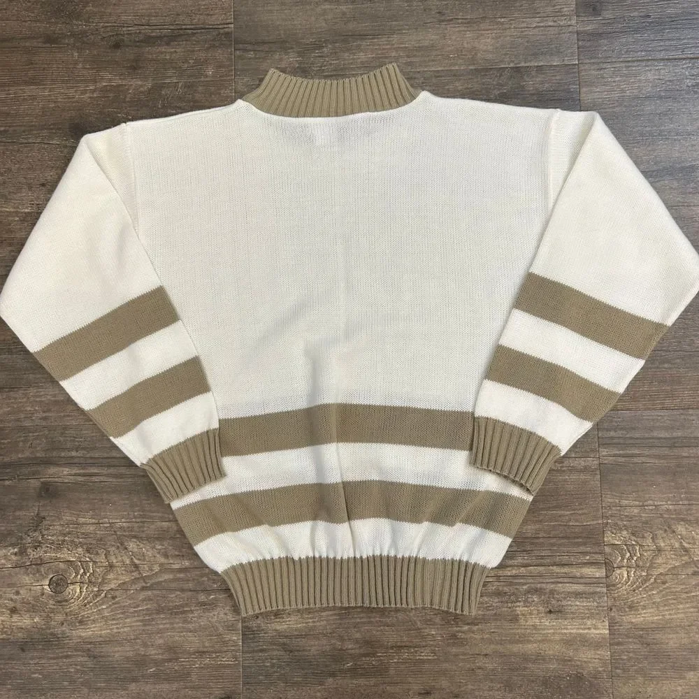 Vintage Teasers Women Sweater High Neck Made‎ In USA Stripes NO SIZE TAG (422)